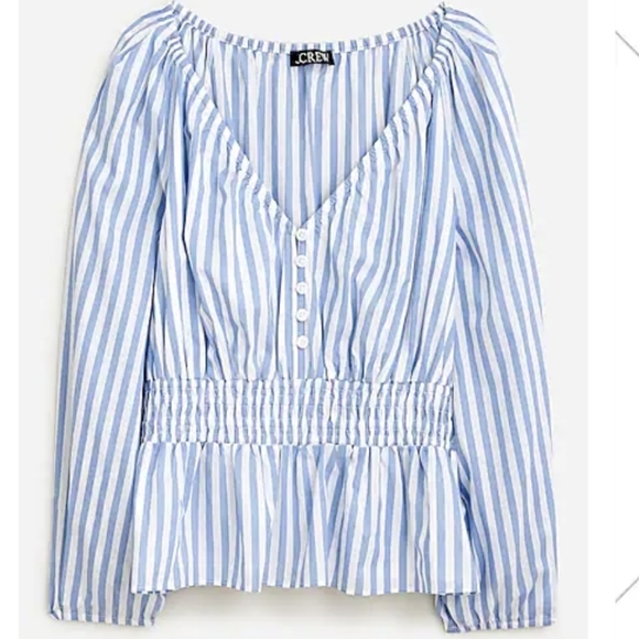 J. Crew Tops - NWT J.Crew V-Neck Smocked Waist Striped Top